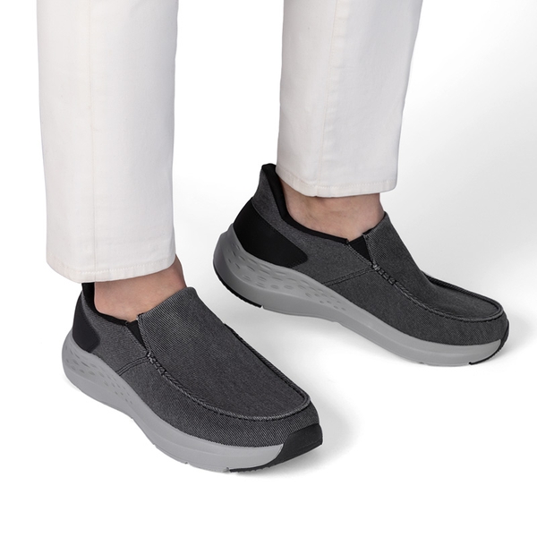 Men's Slip-On Canvas Walking Loafers - DARK GREY - 5